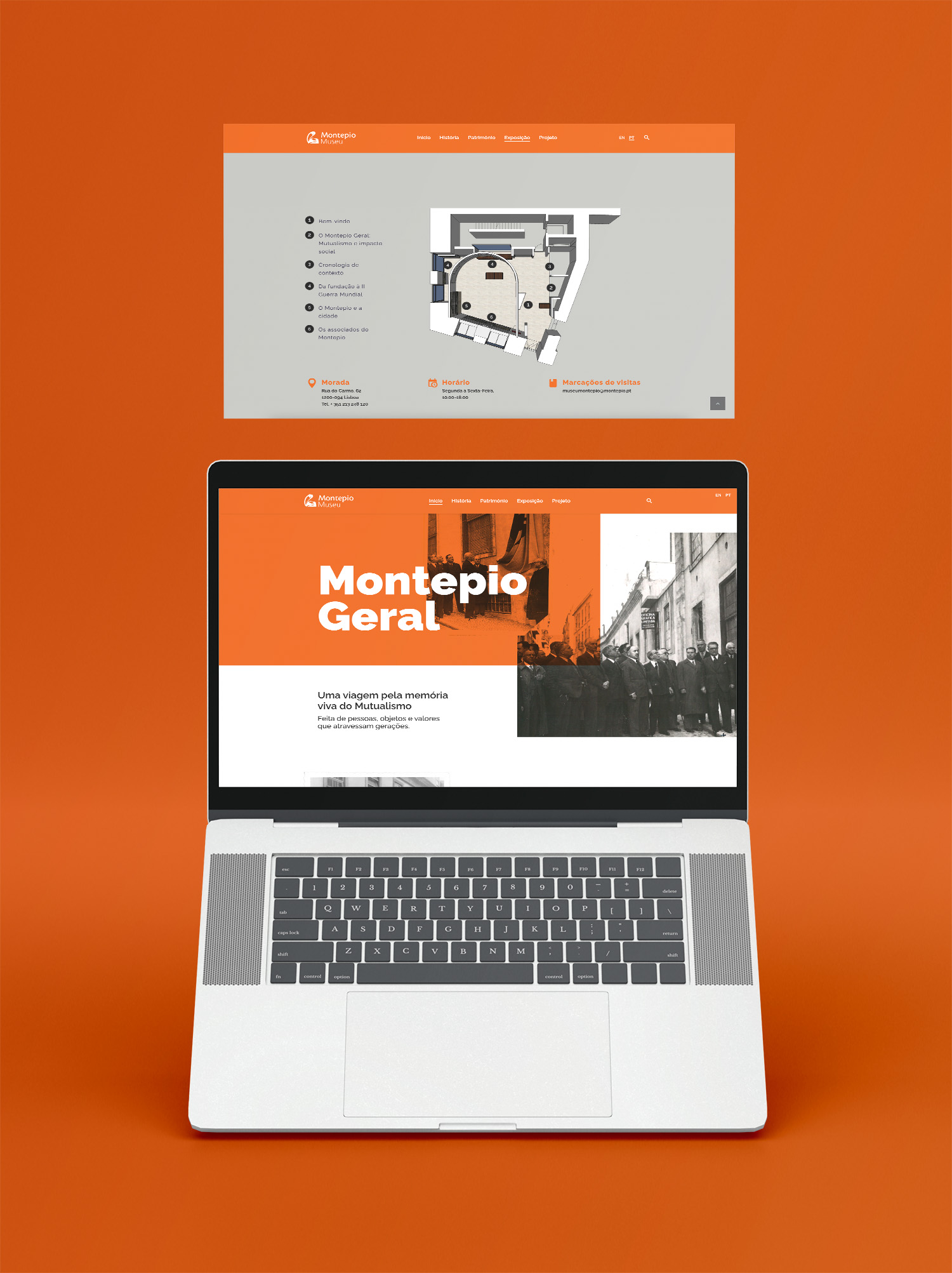 Montepio Museum website showcase mockup photo